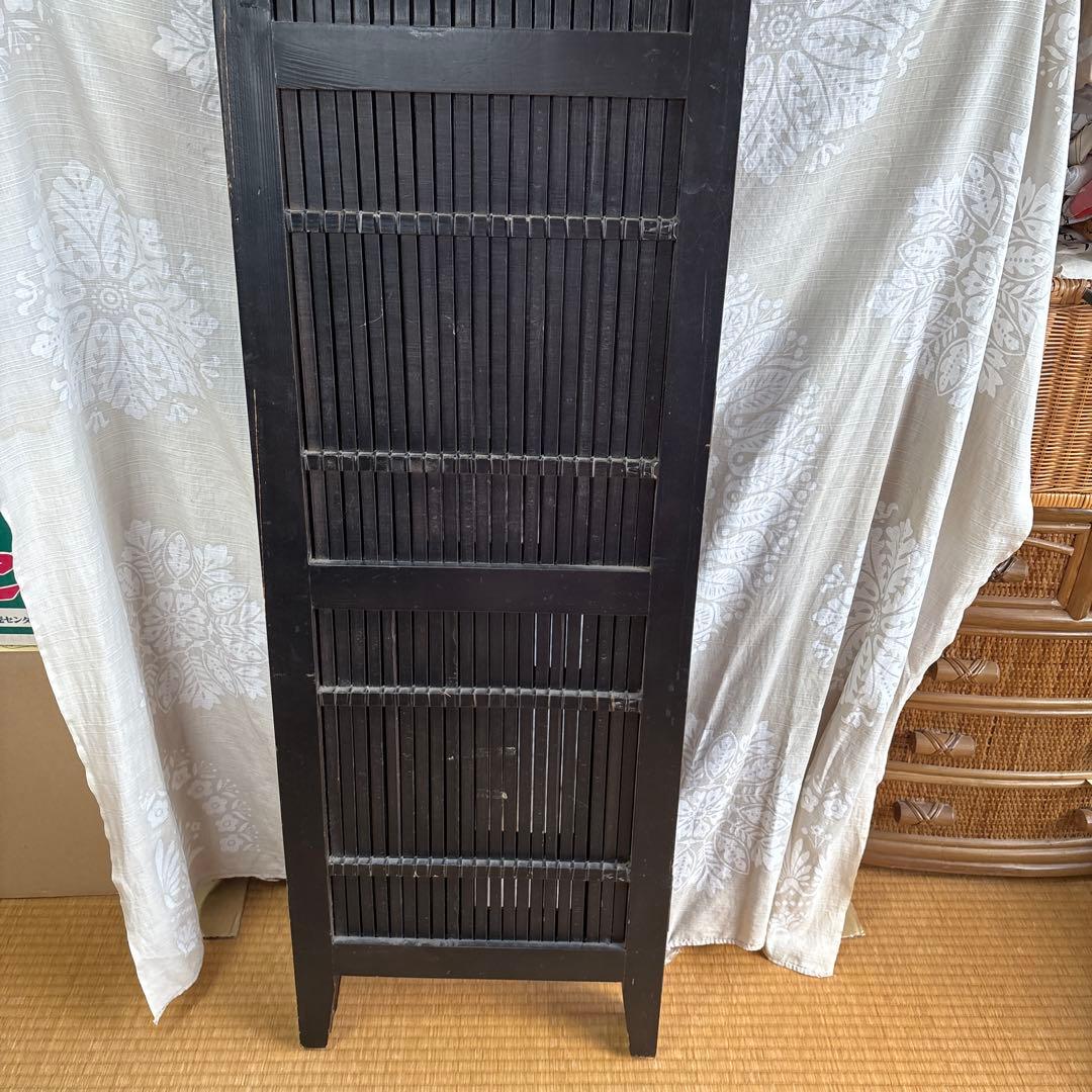 アンティーク衝立3連漆黒