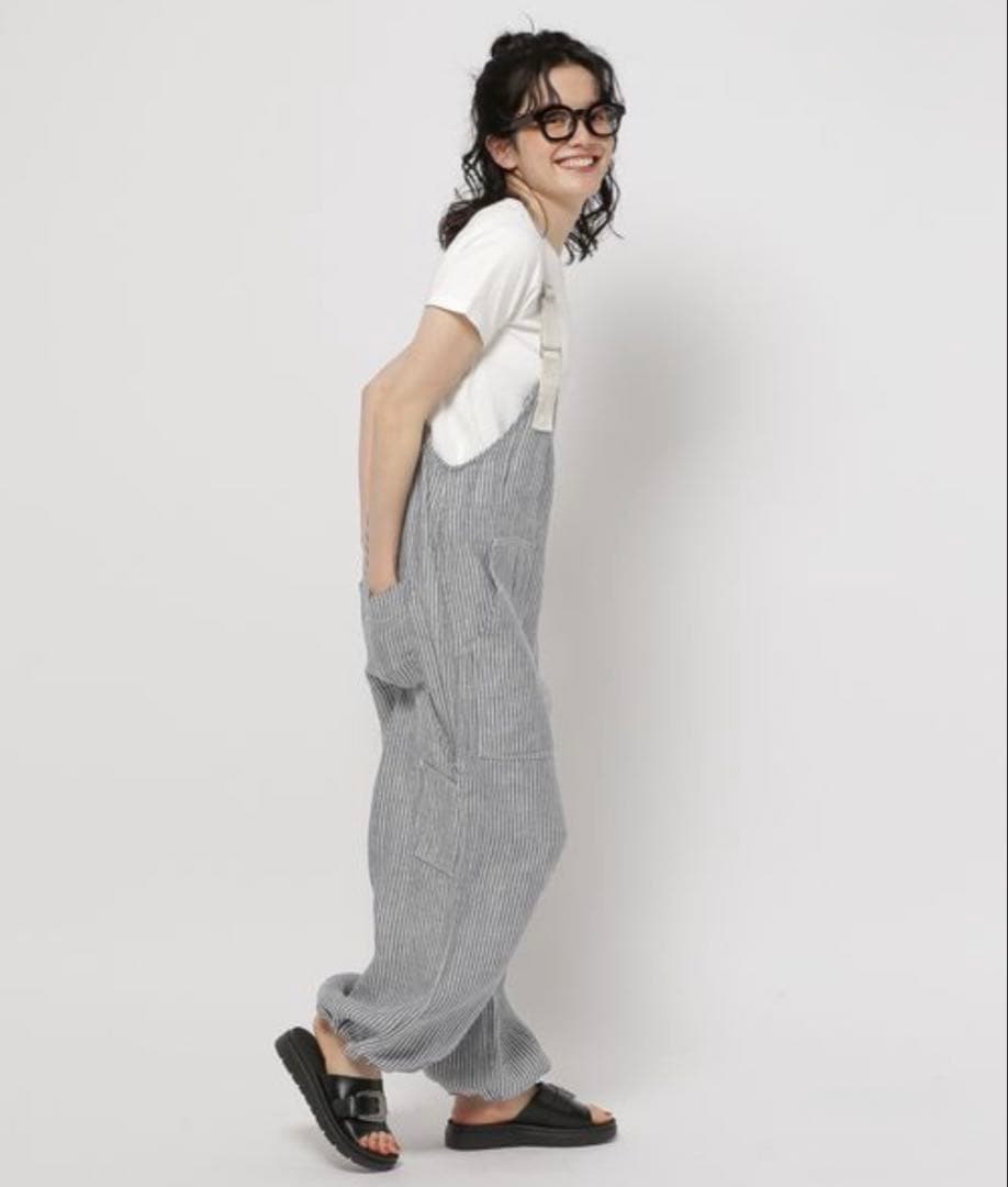 新品未使用　ニコアンド　リネンサロペット　L