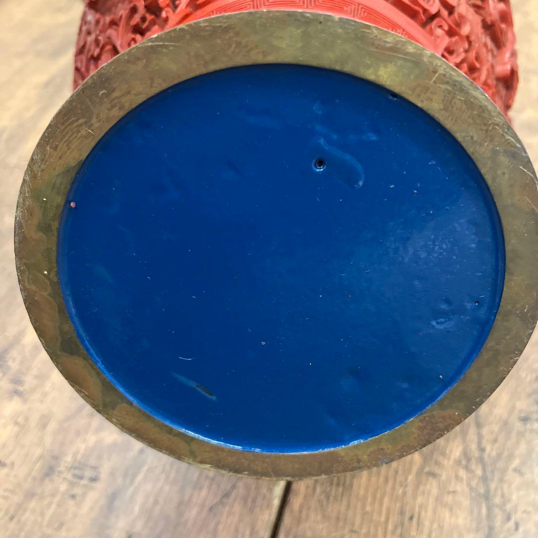 中国古美術 骨董品 堆朱 花瓶 壺 花入れ 花立て 花生け 花器 フラワーベース