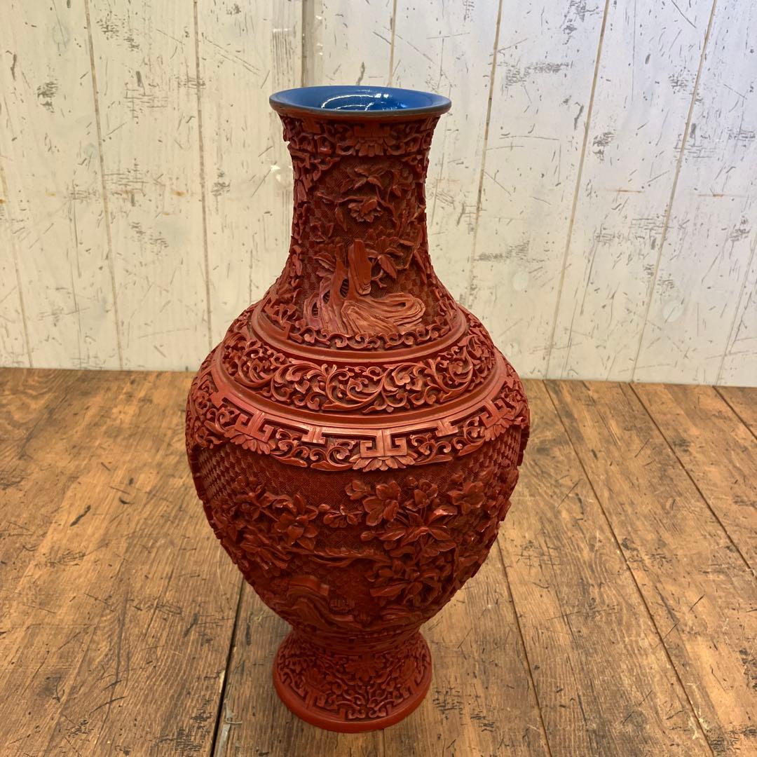 中国古美術 骨董品 堆朱 花瓶 壺 花入れ 花立て 花生け 花器 フラワーベース