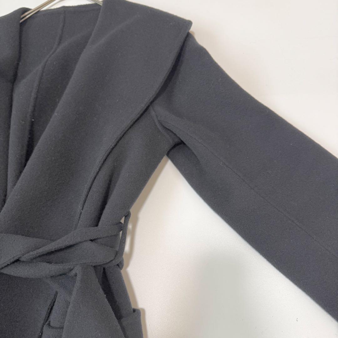 エストネーション ウールビーバーガウンコート ベルト ダブルフェイス　黒　36