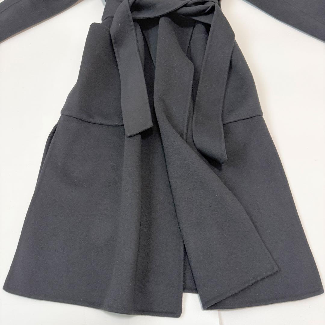 エストネーション ウールビーバーガウンコート ベルト ダブルフェイス　黒　36