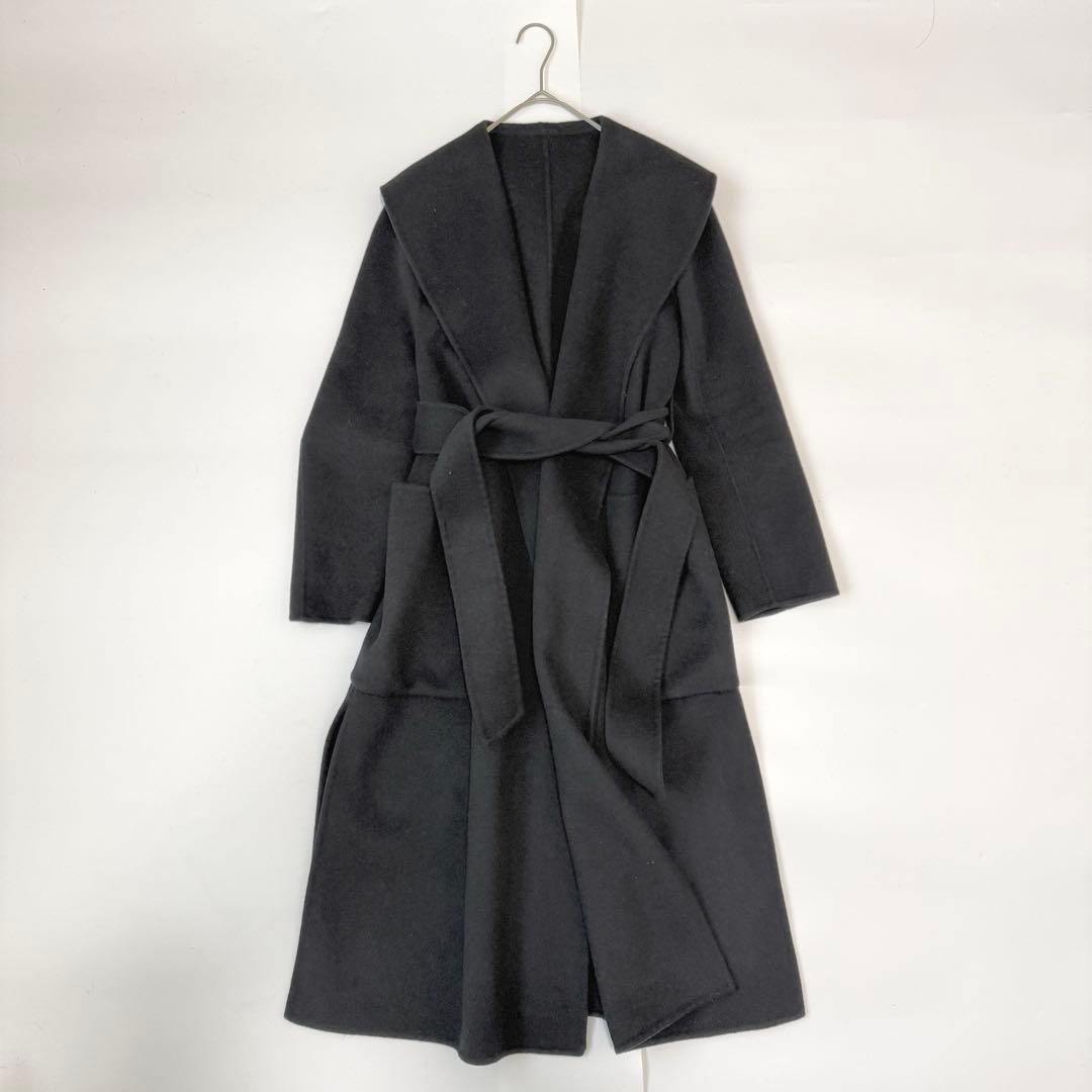 エストネーション ウールビーバーガウンコート ベルト ダブルフェイス　黒　36