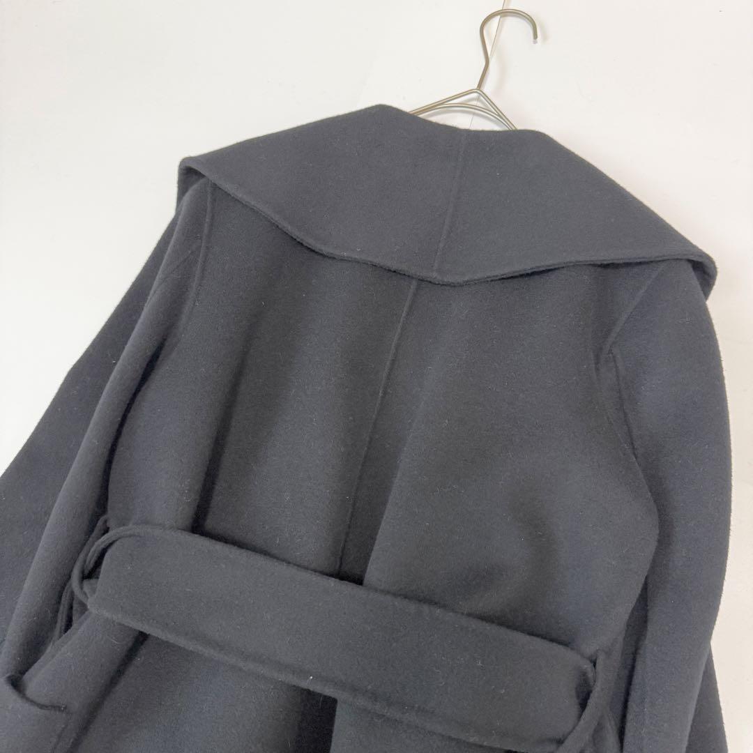 エストネーション ウールビーバーガウンコート ベルト ダブルフェイス　黒　36