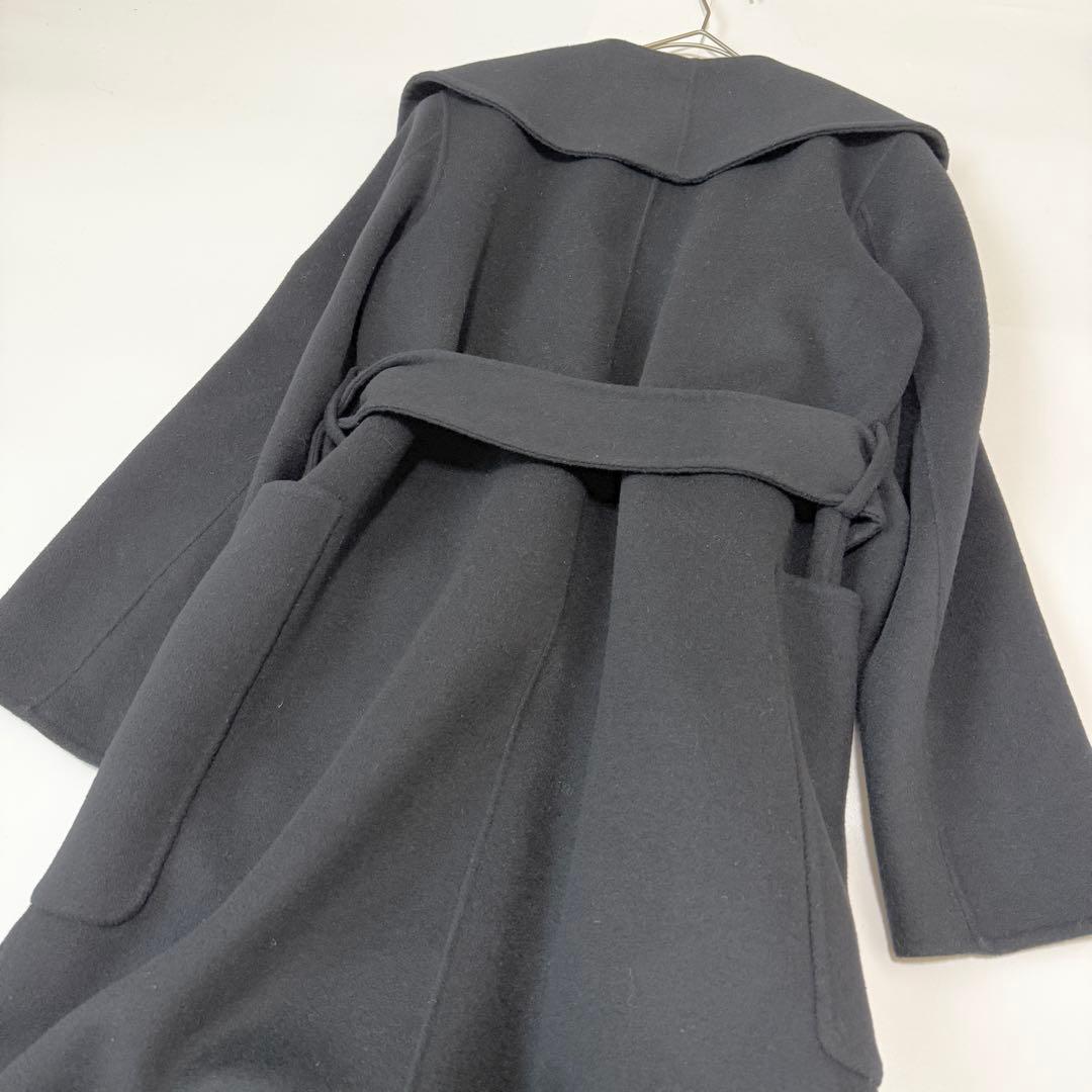 エストネーション ウールビーバーガウンコート ベルト ダブルフェイス　黒　36