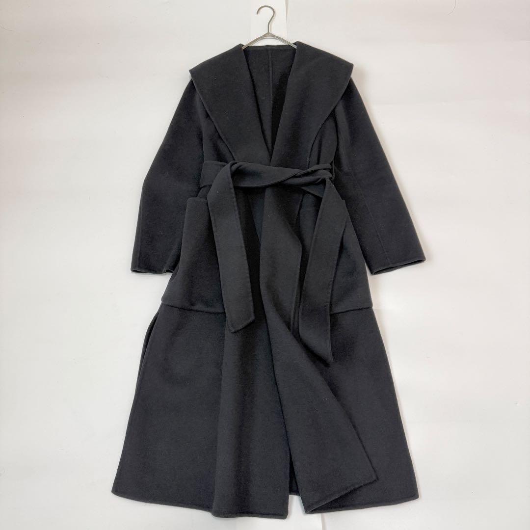 エストネーション ウールビーバーガウンコート ベルト ダブルフェイス　黒　36