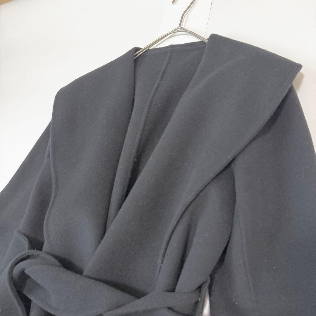 エストネーション ウールビーバーガウンコート ベルト ダブルフェイス　黒　36