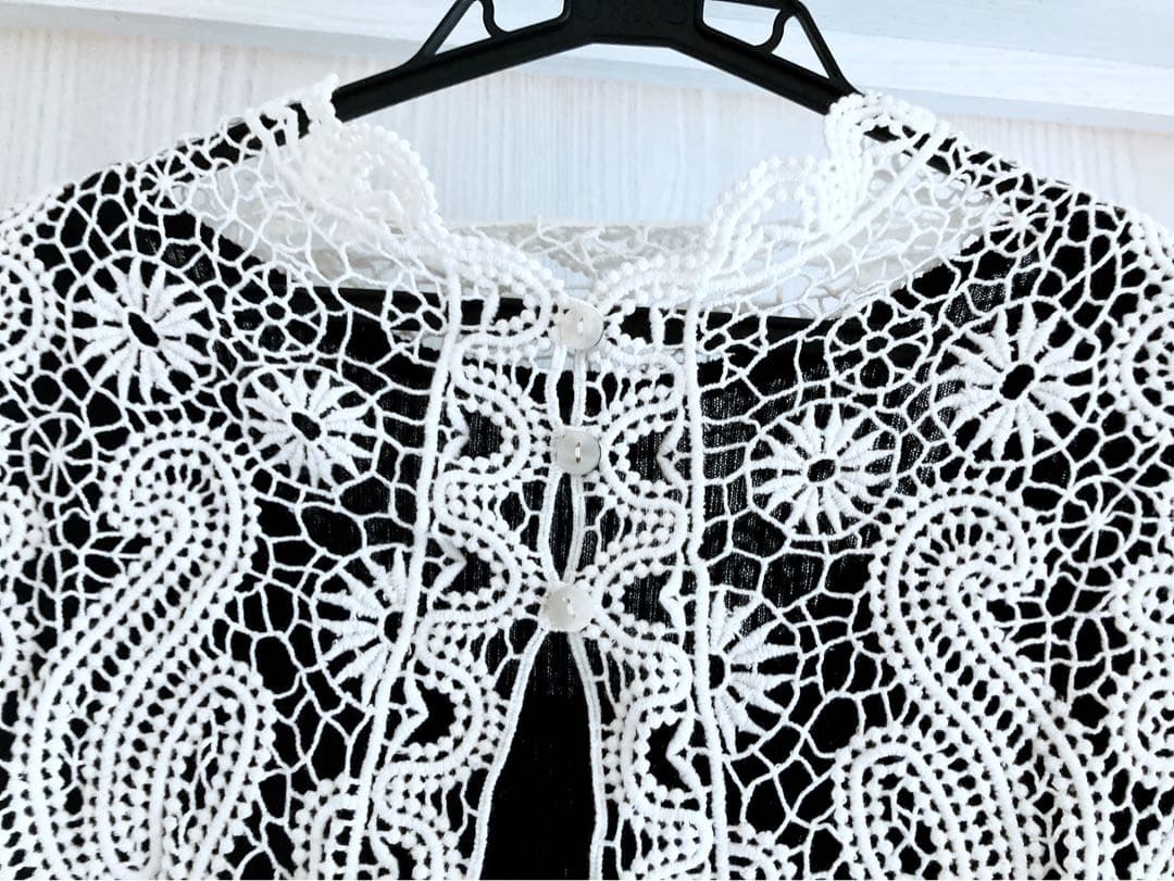 amerivintage レース襟 ブラックニットワンピース