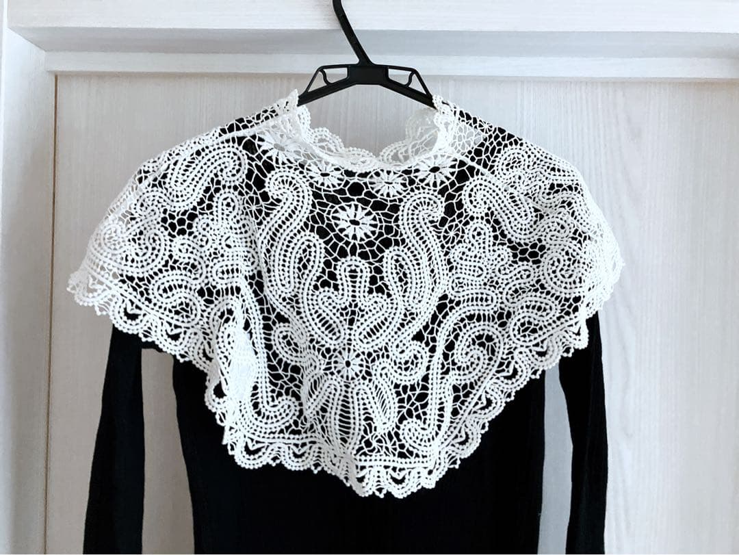 amerivintage レース襟 ブラックニットワンピース