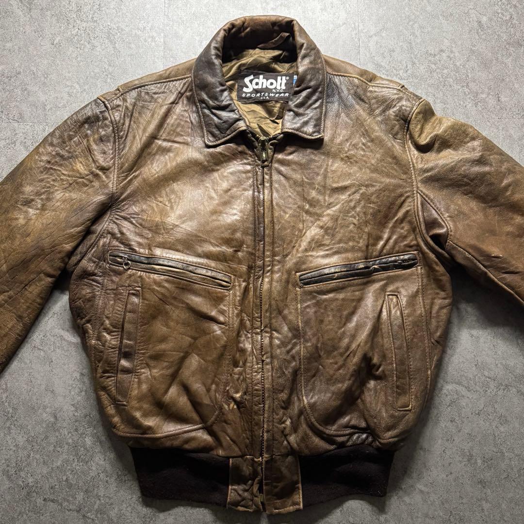 vintage Schott 3L A-2 フライトジャケット 短丈　USA製