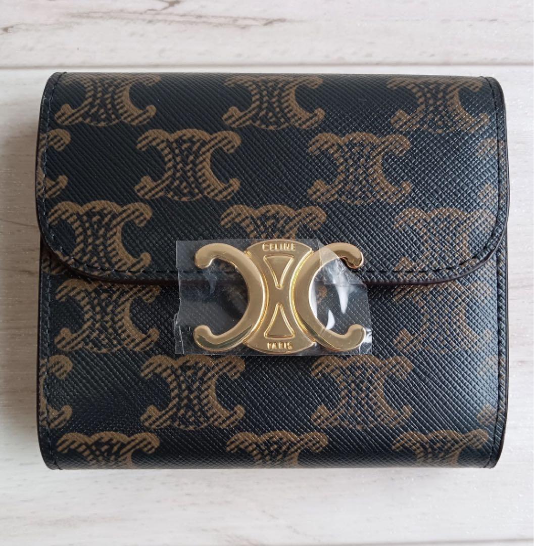 CELINE 三つ折り財布 黒/ベージュ