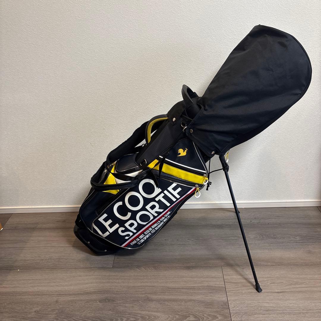 【LE COQ SPORTIF】キャディバッグ 黒×黄色 スタンド式 軽量モデル