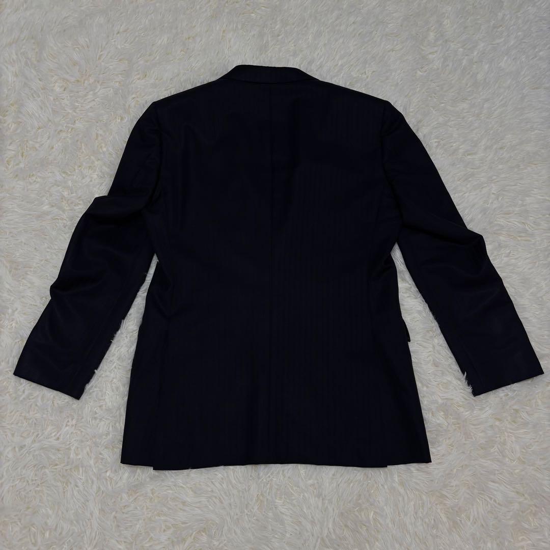 【人気】バーバリーブラックレーベル☆ストライプスーツ　裏地派手 ウール780