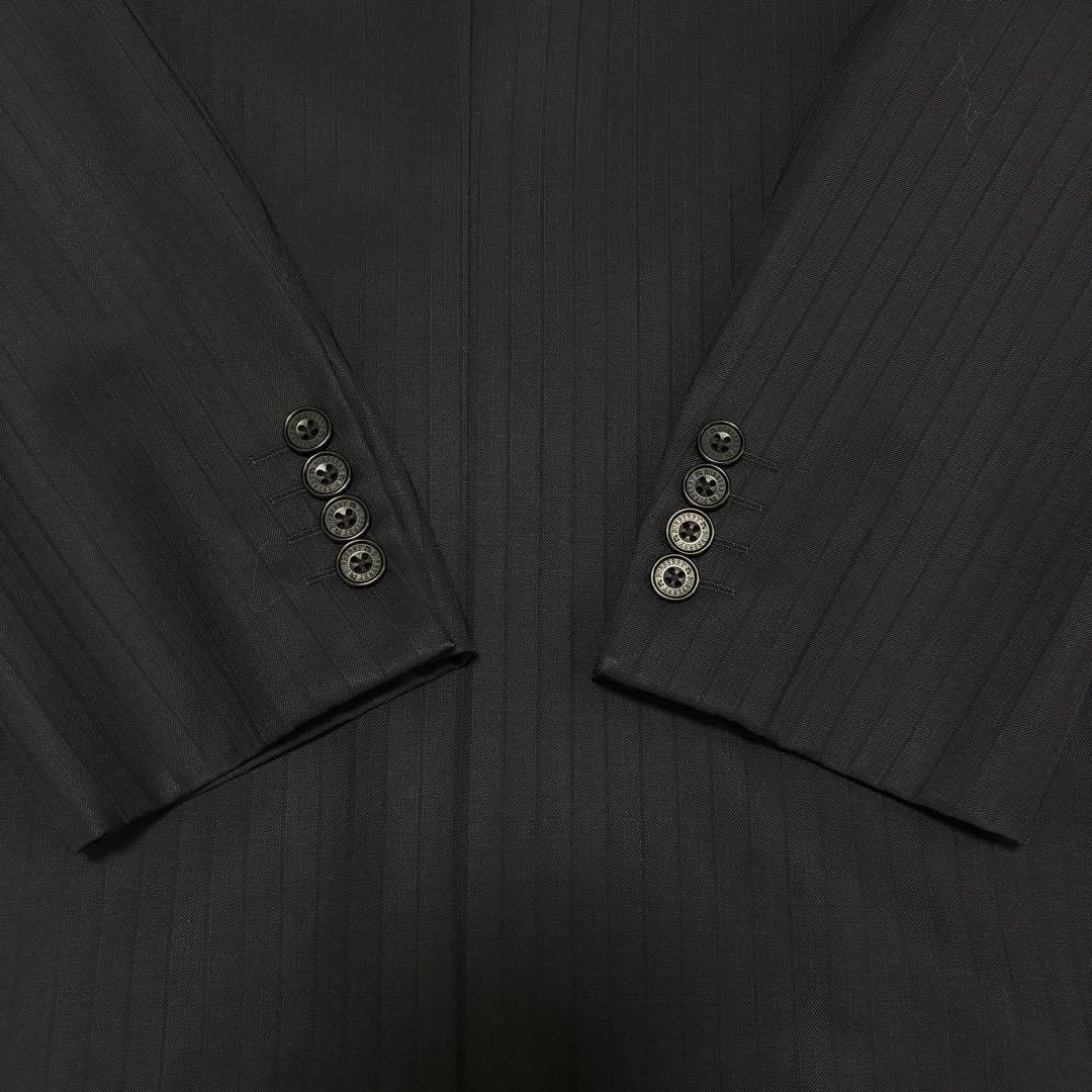 【人気】バーバリーブラックレーベル☆ストライプスーツ　裏地派手 ウール780