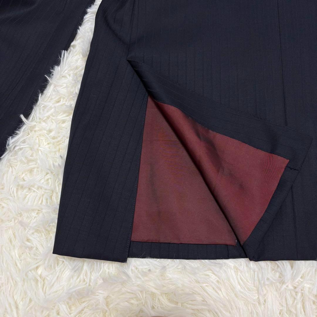 【人気】バーバリーブラックレーベル☆ストライプスーツ　裏地派手 ウール780