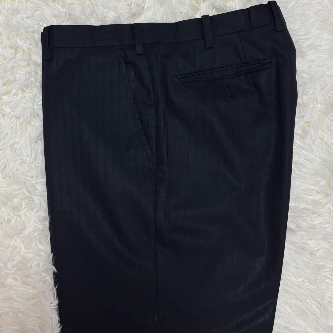 【人気】バーバリーブラックレーベル☆ストライプスーツ　裏地派手 ウール780