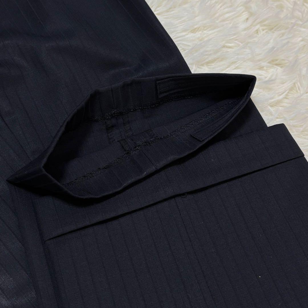 【人気】バーバリーブラックレーベル☆ストライプスーツ　裏地派手 ウール780