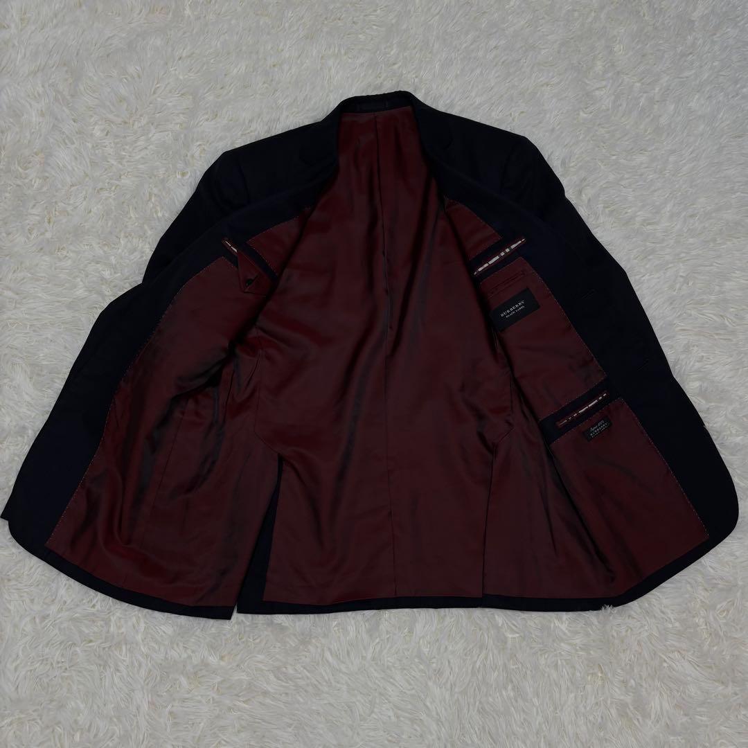 【人気】バーバリーブラックレーベル☆ストライプスーツ　裏地派手 ウール780