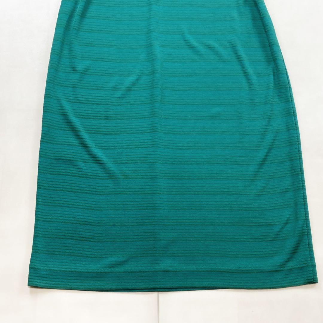 美品 サンローラン 金ボタン ゴールド ストレッチ ワンピース グリーン