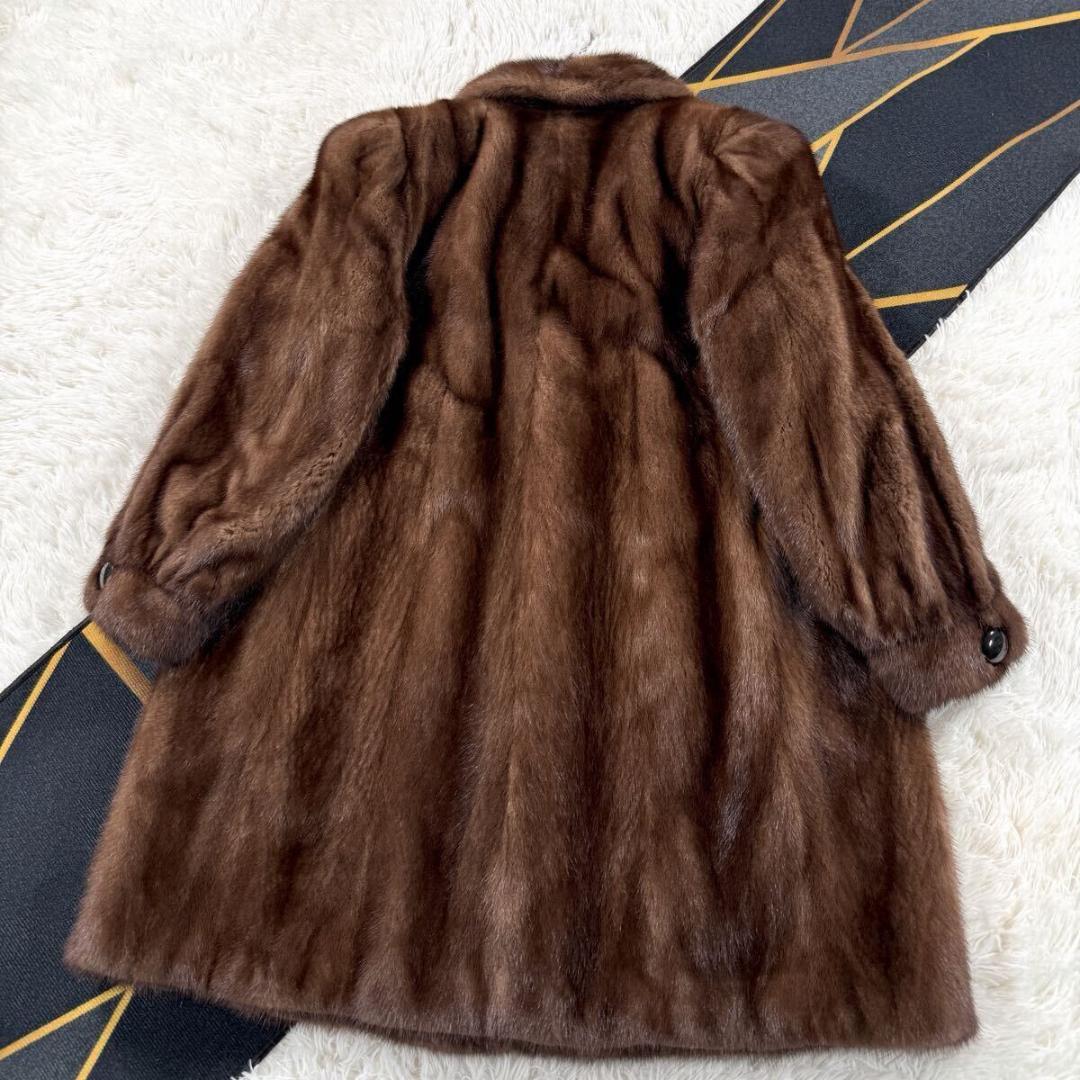 美品 総丈95㎝ サガミンク デミバフミンク ファーコート XL AA182