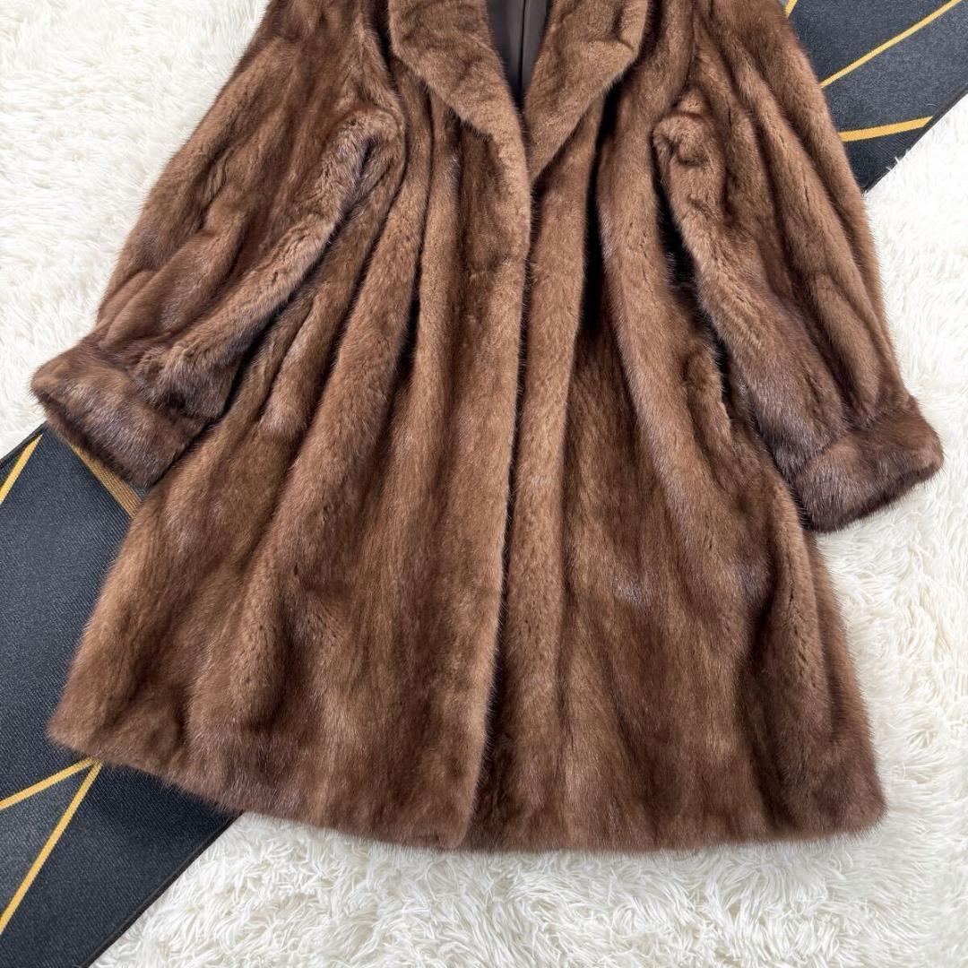美品 総丈95㎝ サガミンク デミバフミンク ファーコート XL AA182
