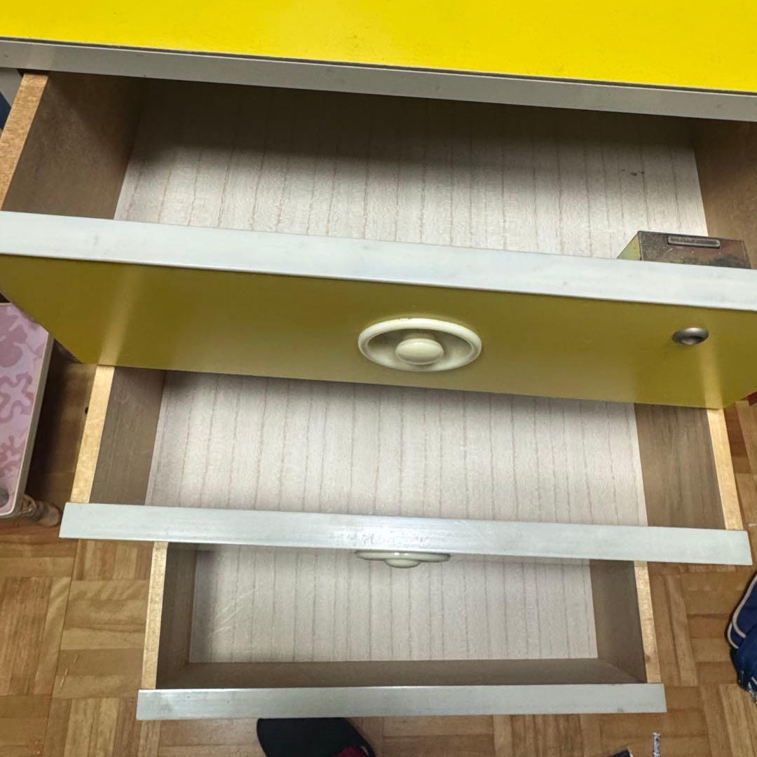 美品　昭和レトロ　当時物　黄色　チェスト　タンス　引き出し　レトロポップ