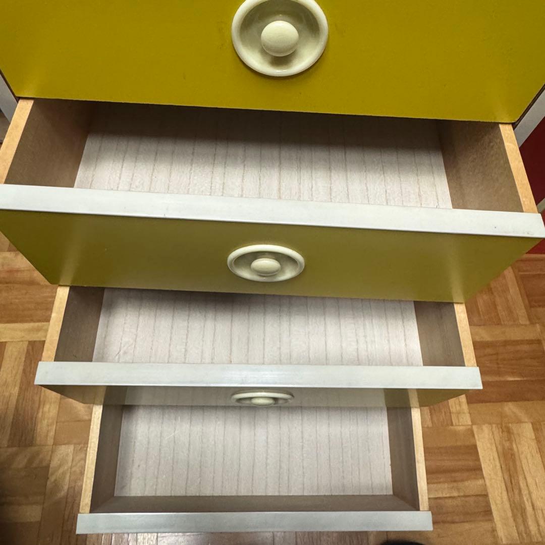 美品　昭和レトロ　当時物　黄色　チェスト　タンス　引き出し　レトロポップ