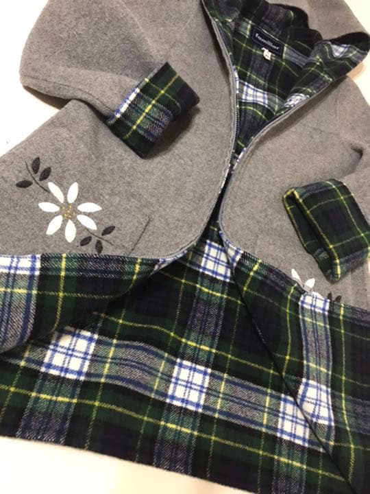 familiar ロング コート　140cm リバーシブル お花モチーフ