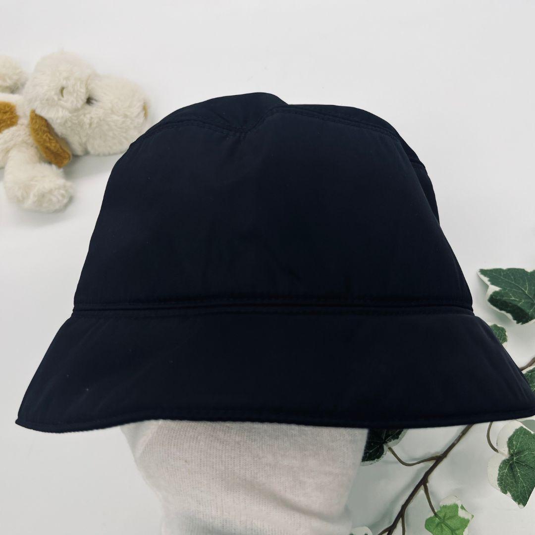 PRADA プラダ ロゴ　刺繍　Lサイズ バケットハット ブラック ナイロン