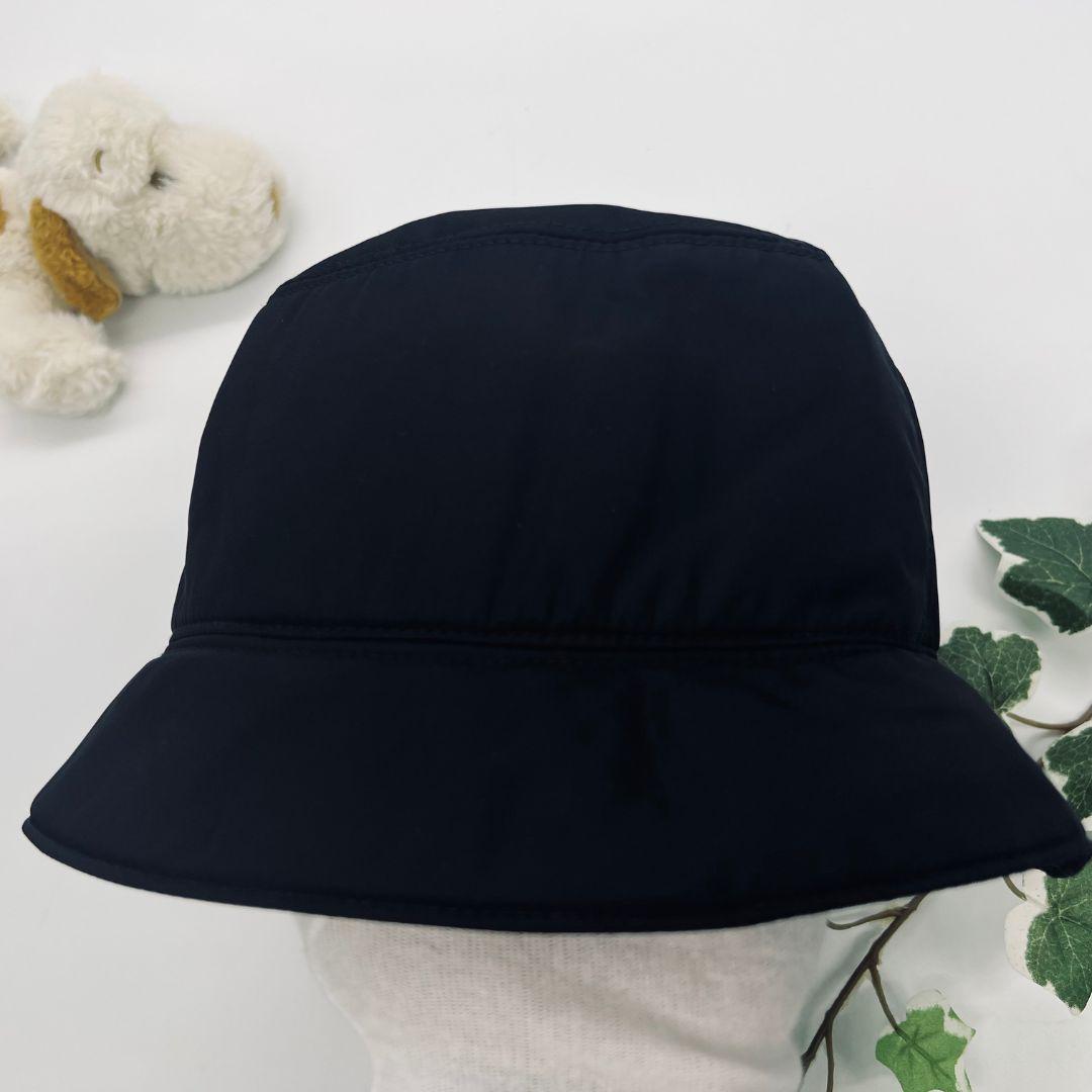 PRADA プラダ ロゴ　刺繍　Lサイズ バケットハット ブラック ナイロン