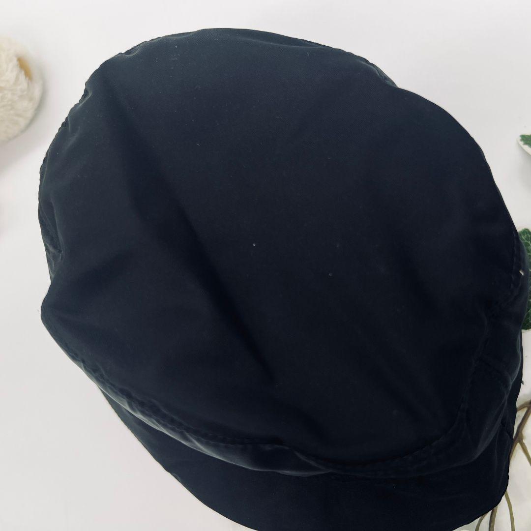 PRADA プラダ ロゴ　刺繍　Lサイズ バケットハット ブラック ナイロン