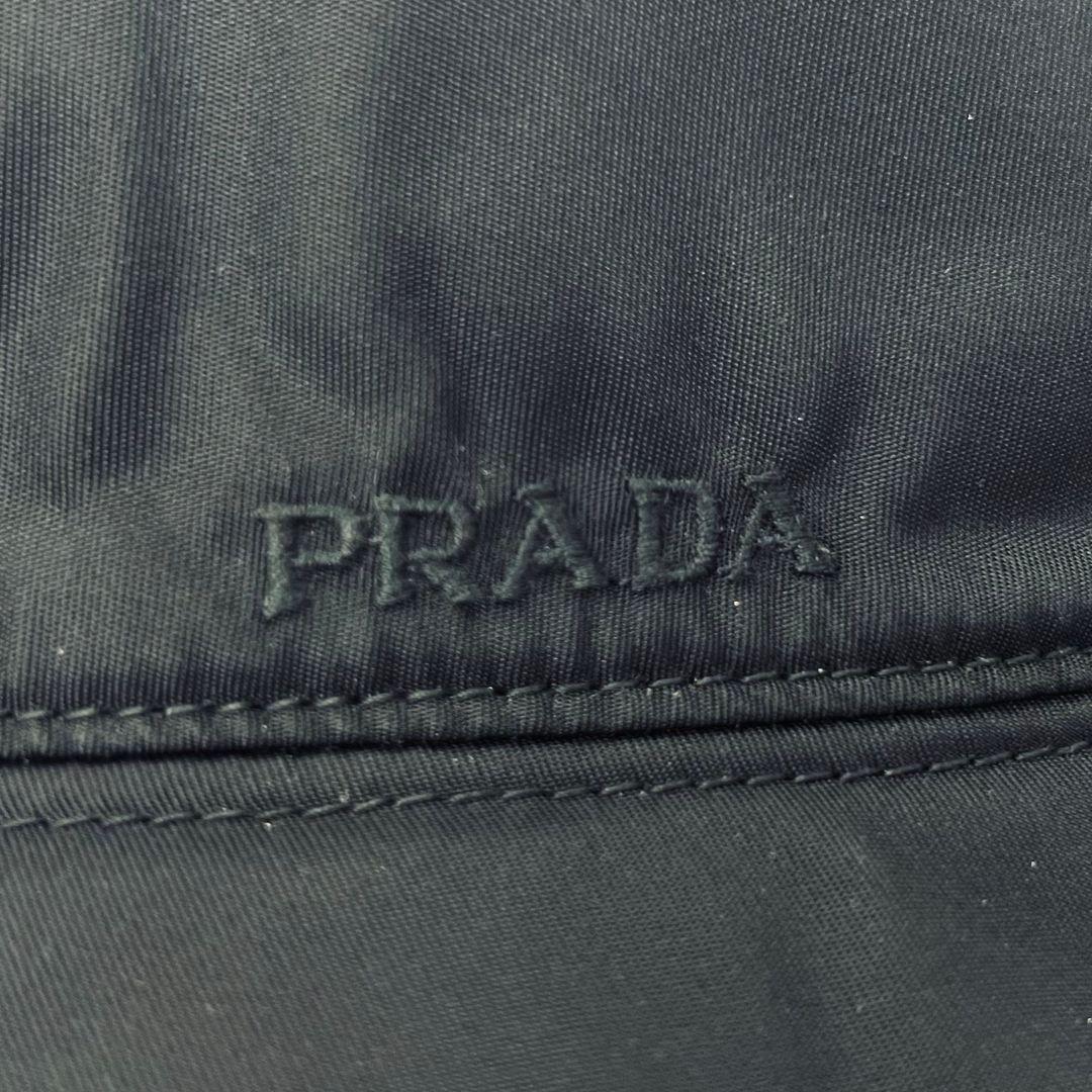 PRADA プラダ ロゴ　刺繍　Lサイズ バケットハット ブラック ナイロン