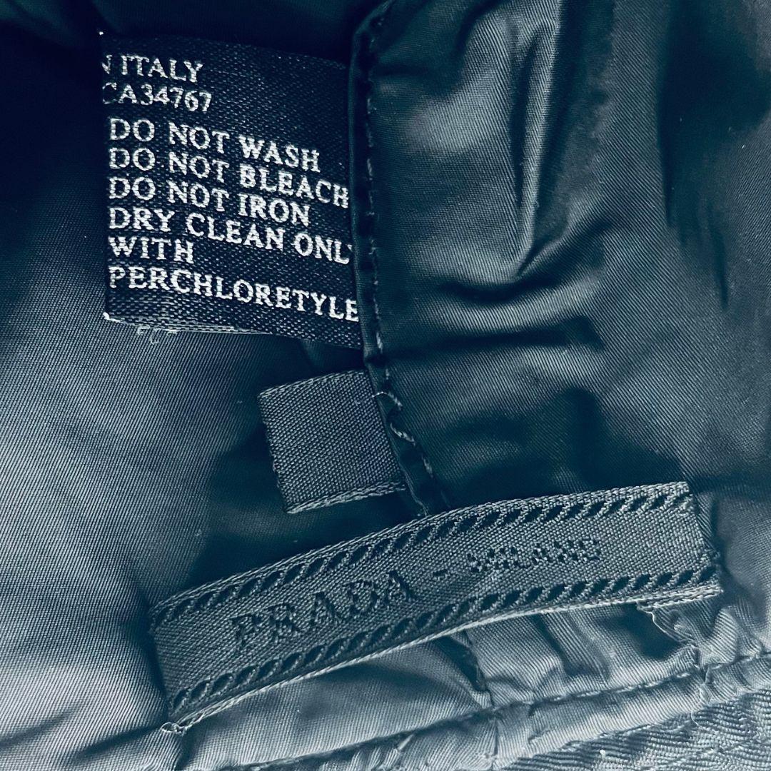 PRADA プラダ ロゴ　刺繍　Lサイズ バケットハット ブラック ナイロン