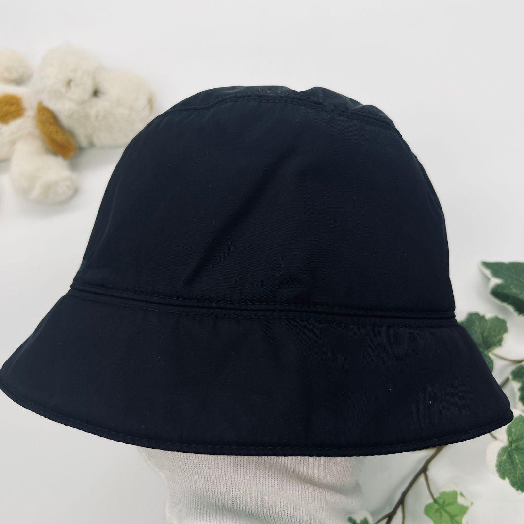 PRADA プラダ ロゴ　刺繍　Lサイズ バケットハット ブラック ナイロン