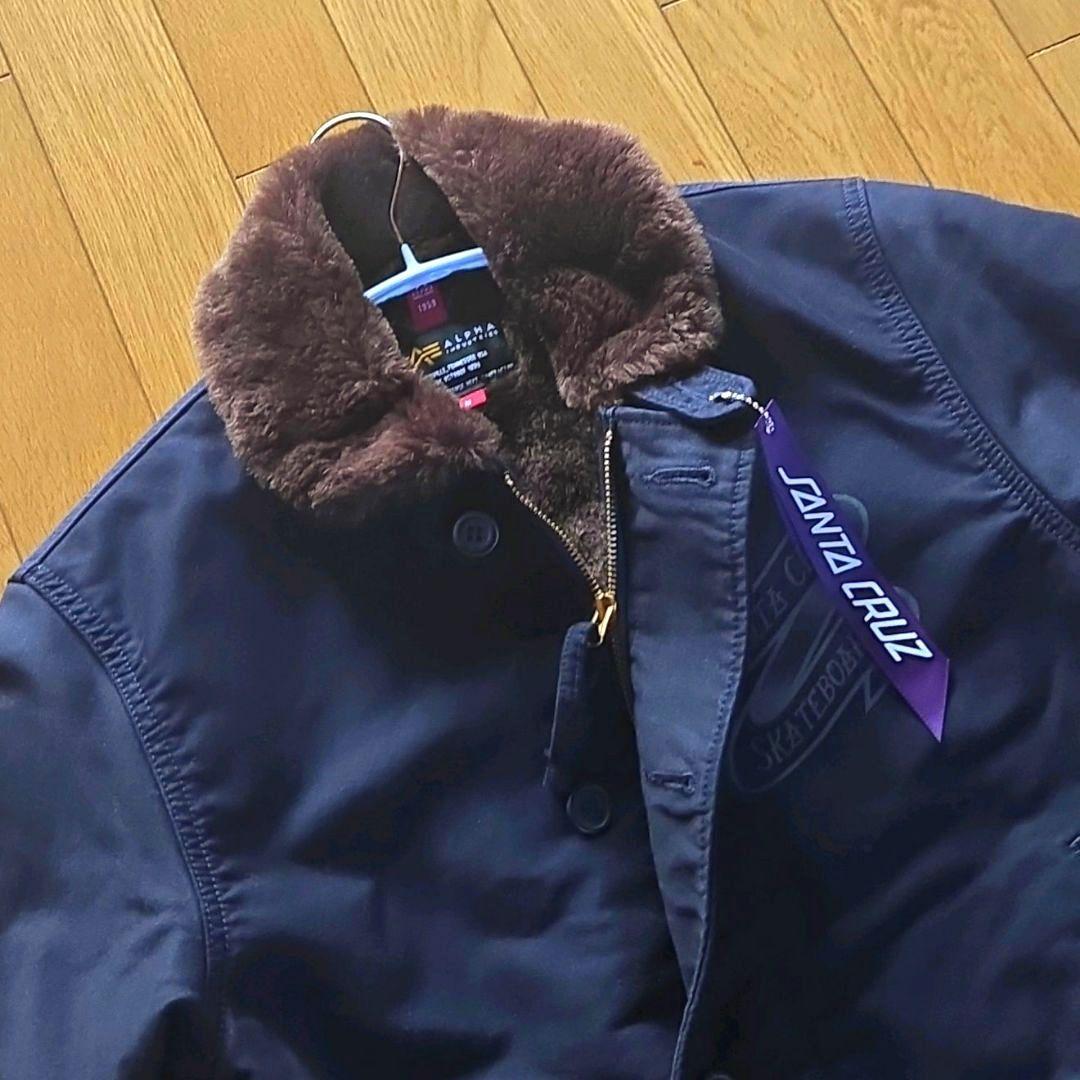 アルファ×サンタクルーズ N-1デッキジャケット ミリタリー ボア ネイビー M