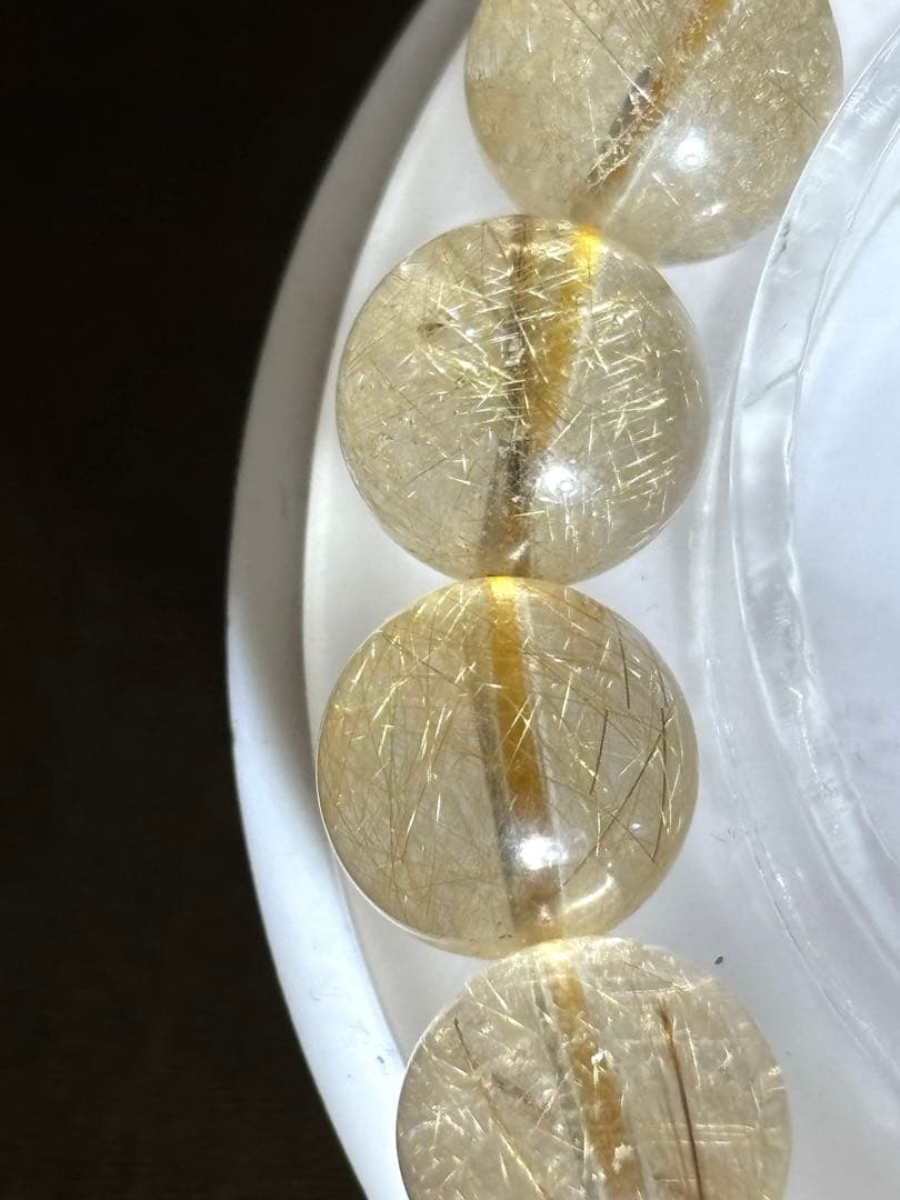 【新入荷】高品質　ゴールルチルクォーツブレス11㎜後半（新品未使用）金運最強！！