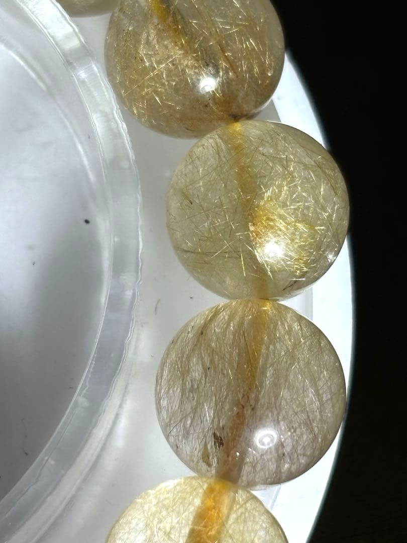 【新入荷】高品質　ゴールルチルクォーツブレス11㎜後半（新品未使用）金運最強！！