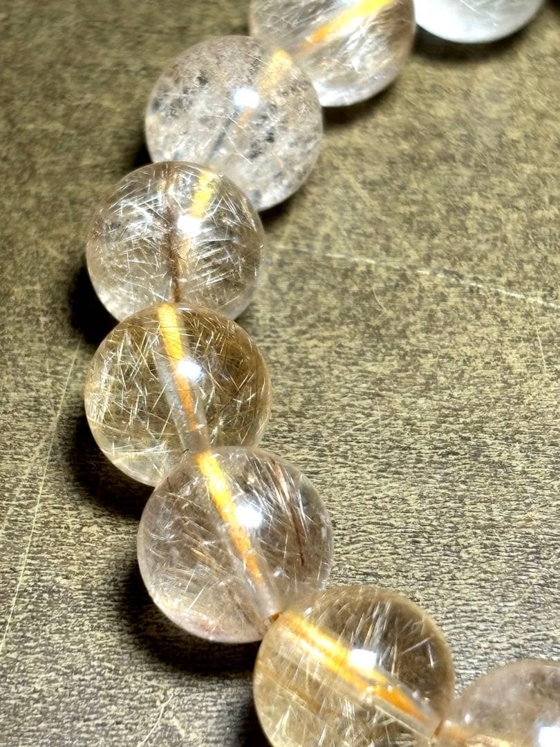 【新入荷】高品質　ゴールルチルクォーツブレス11㎜後半（新品未使用）金運最強！！