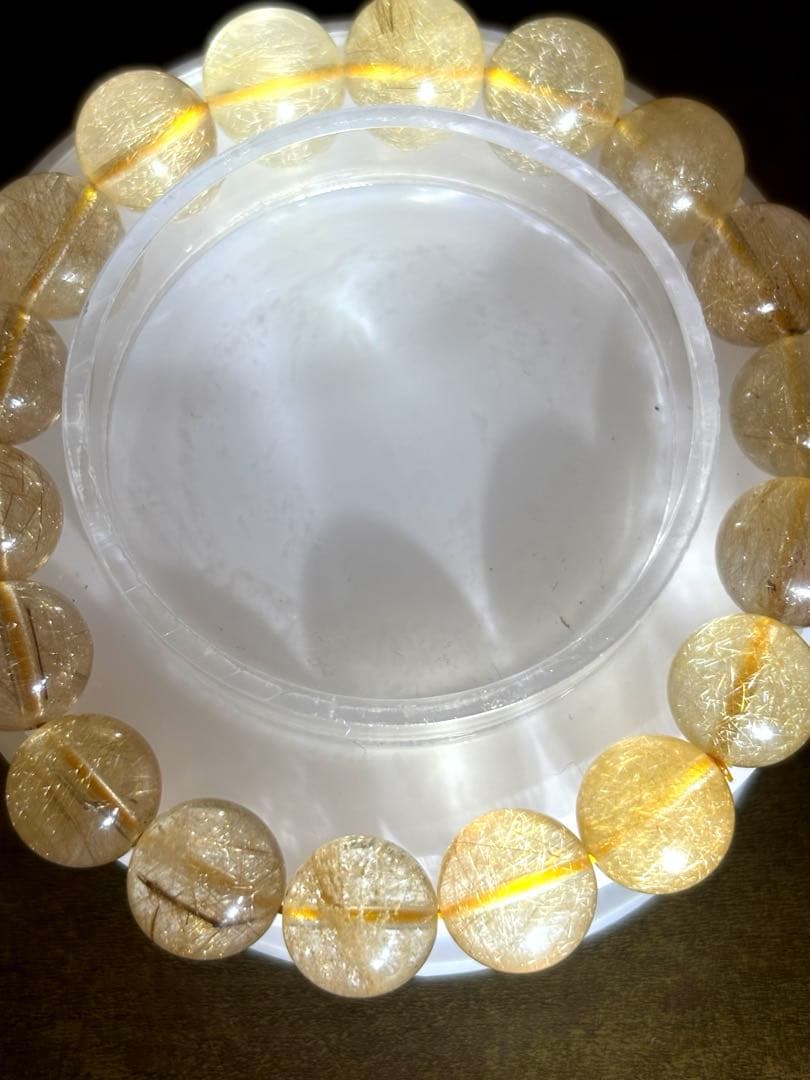 【新入荷】高品質　ゴールルチルクォーツブレス11㎜後半（新品未使用）金運最強！！