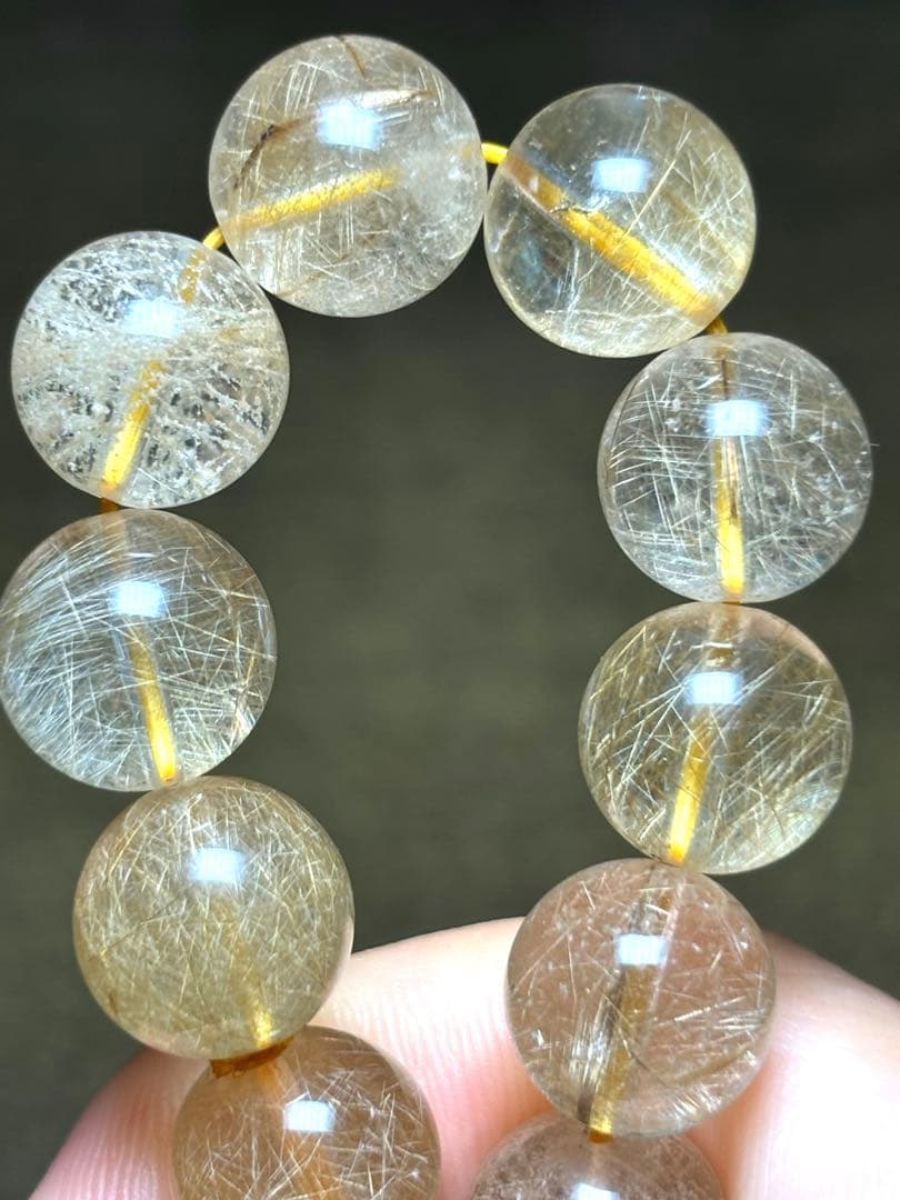 【新入荷】高品質　ゴールルチルクォーツブレス11㎜後半（新品未使用）金運最強！！