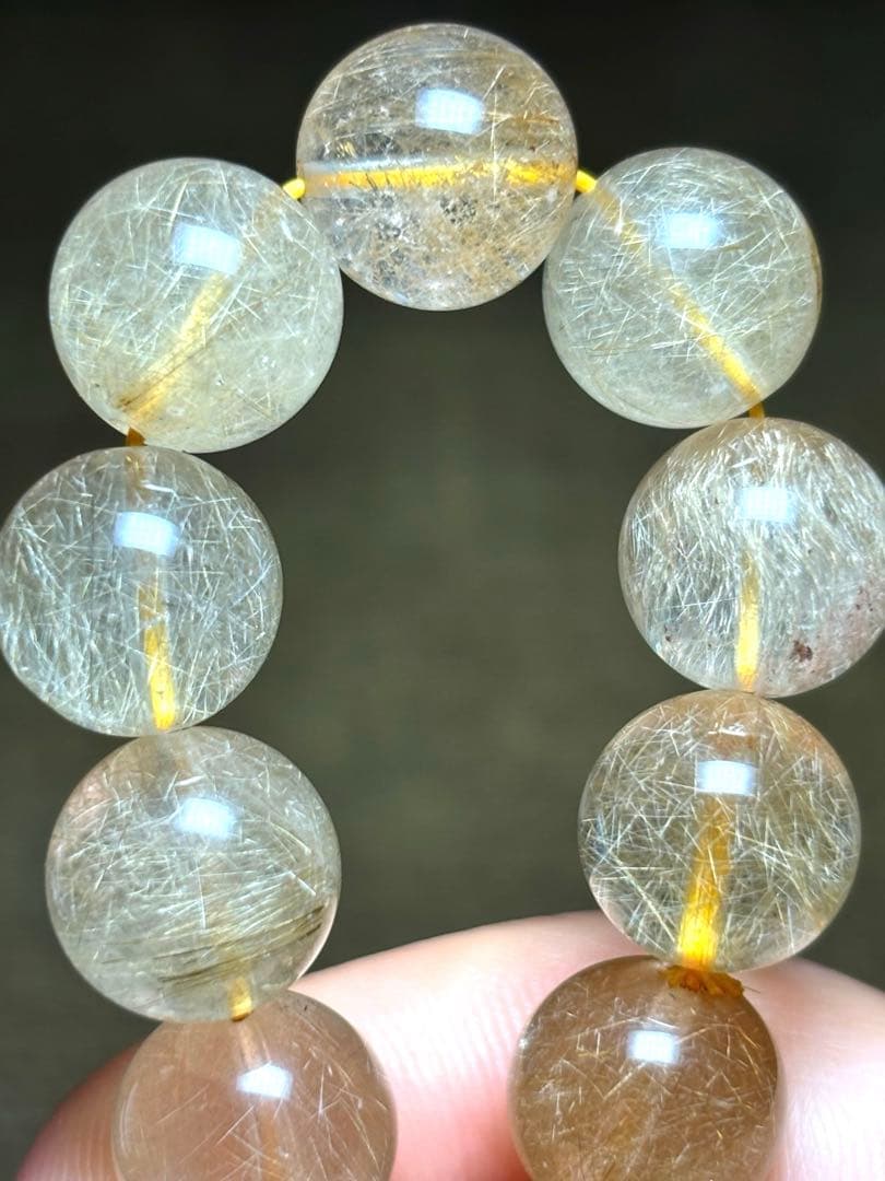 【新入荷】高品質　ゴールルチルクォーツブレス11㎜後半（新品未使用）金運最強！！