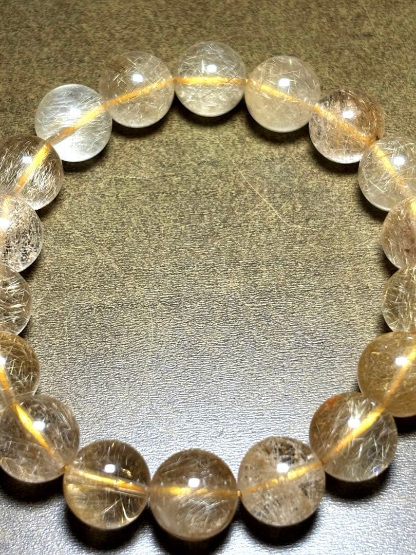 【新入荷】高品質　ゴールルチルクォーツブレス11㎜後半（新品未使用）金運最強！！