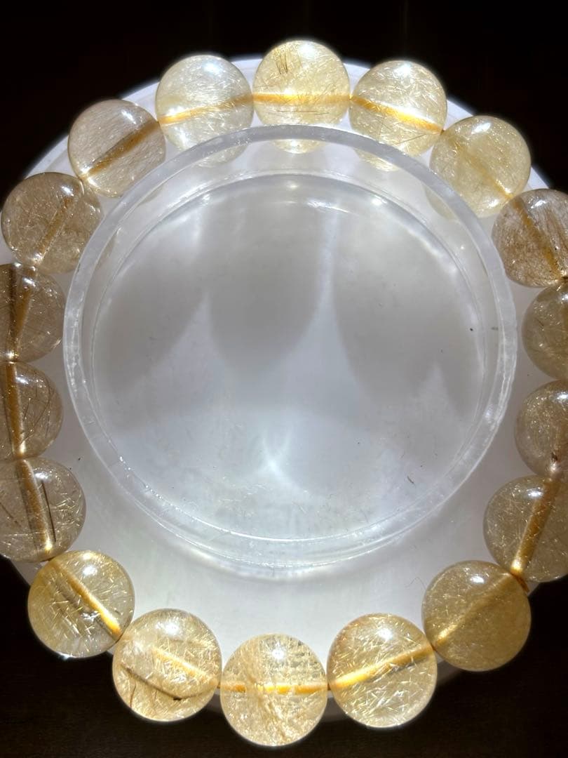 【新入荷】高品質　ゴールルチルクォーツブレス11㎜後半（新品未使用）金運最強！！