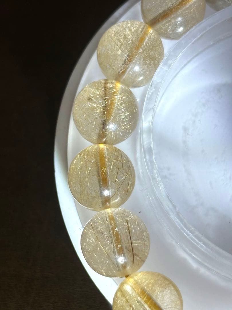 【新入荷】高品質　ゴールルチルクォーツブレス11㎜後半（新品未使用）金運最強！！