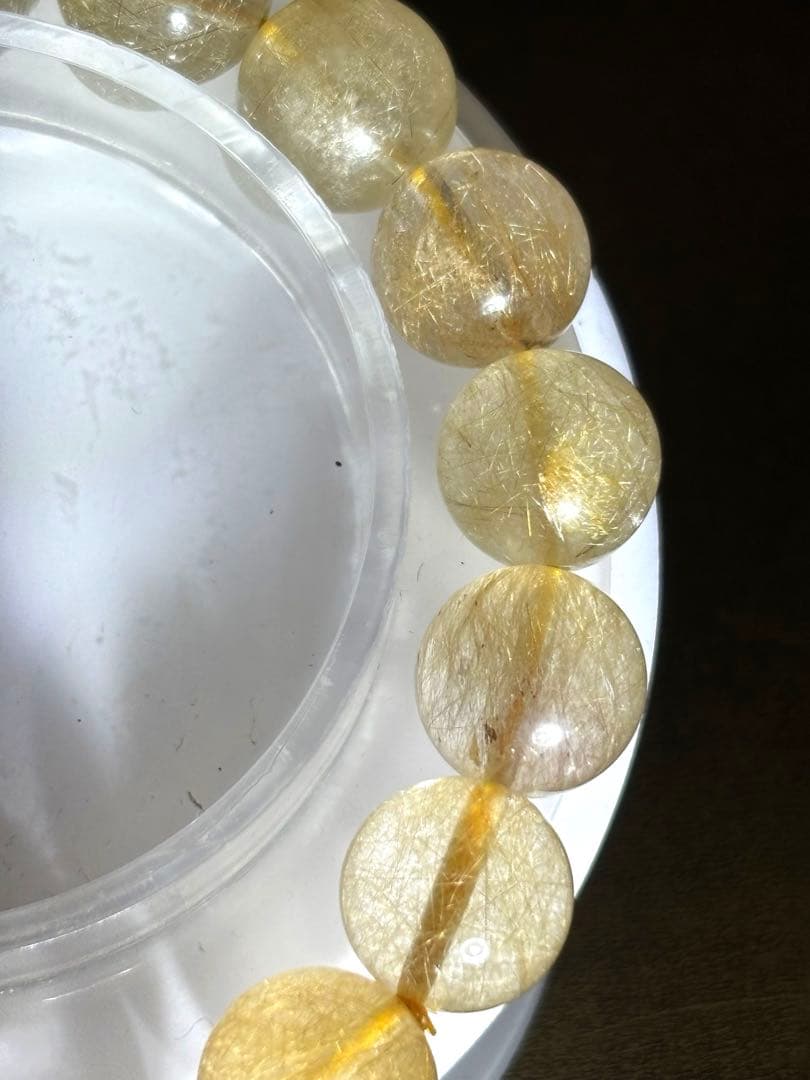 【新入荷】高品質　ゴールルチルクォーツブレス11㎜後半（新品未使用）金運最強！！