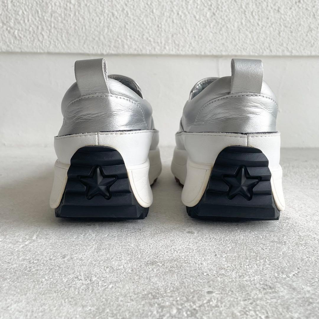 ビアズリー レザー スリッポン 厚底スニーカー 22.5cm シルバー