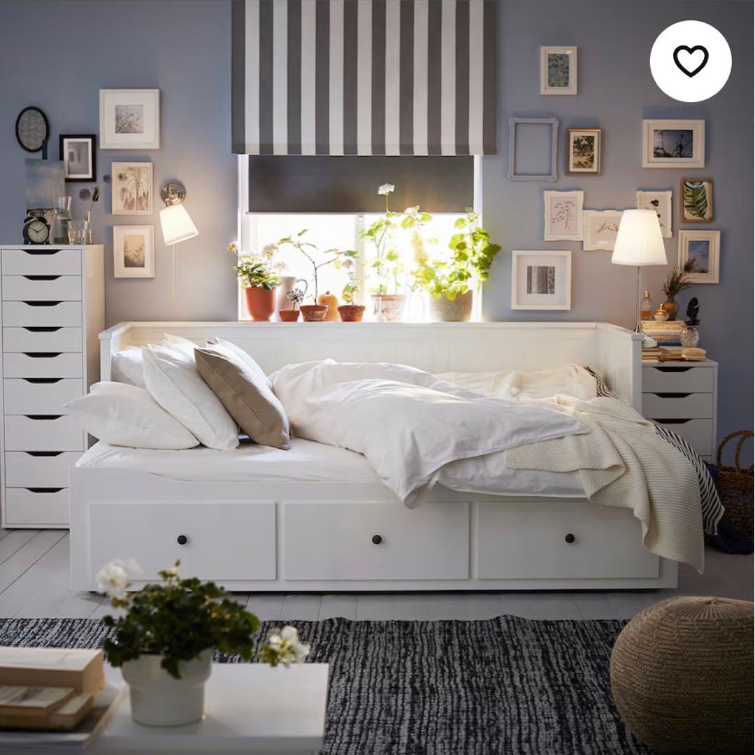 【引き渡し限定】IKEA ヘムネス　白ベッドフレーム　マットレス付き