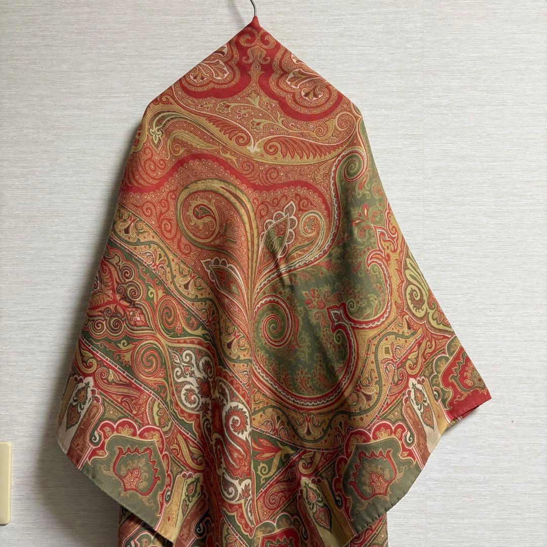 ETRO エトロ ペイズリー 大判 ストール 正方形 シルク ウール