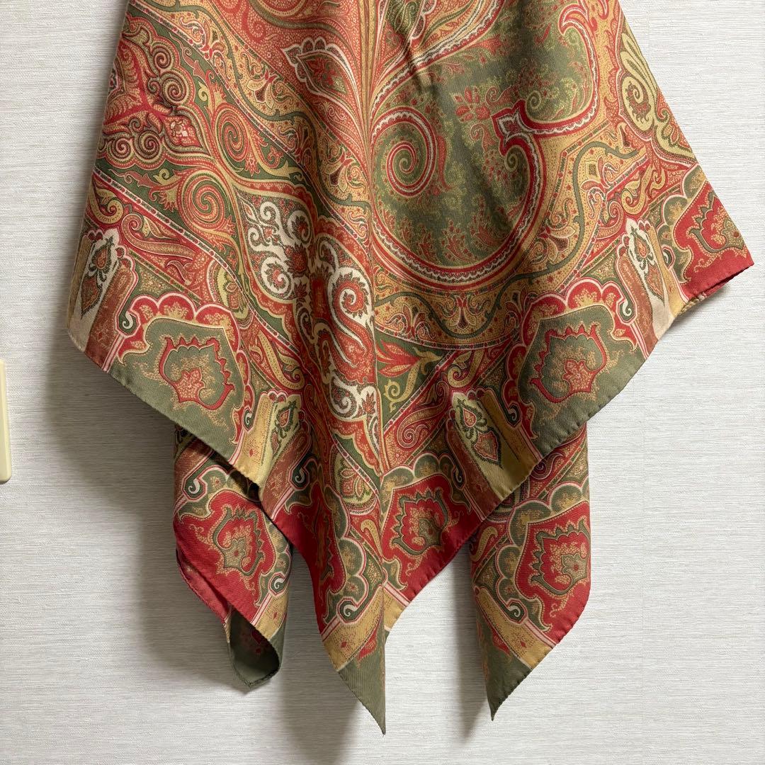 ETRO エトロ ペイズリー 大判 ストール 正方形 シルク ウール