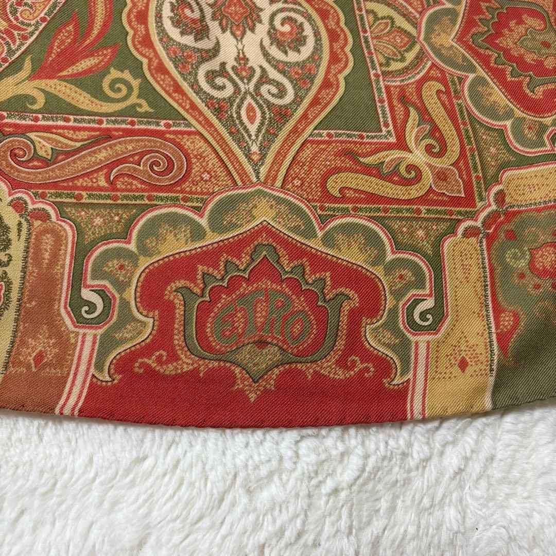 ETRO エトロ ペイズリー 大判 ストール 正方形 シルク ウール